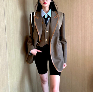 小景家高奢精纺羊毛复古英伦风马甲西装短裙骑士公主套装新品
