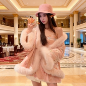 地球店「芙蓉锦」新中式 国风亮片刺绣90白鸭绒羽绒服套装