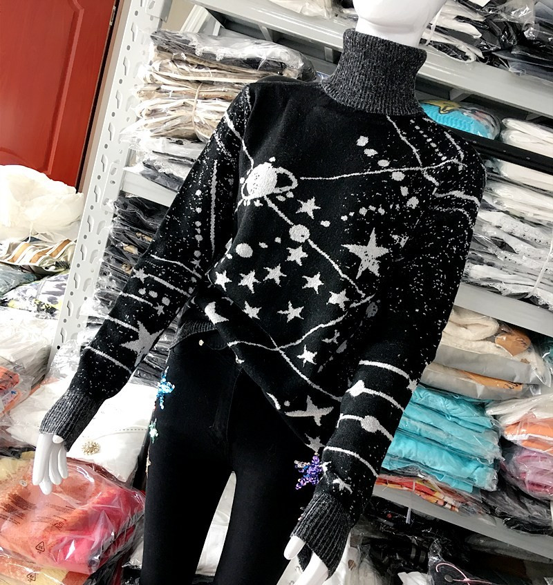 慵懒长款毛衣地球店高领宽松羊毛