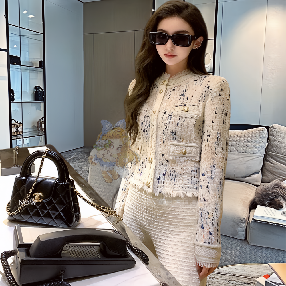 地球店贵气富家千金穿搭针织开衫短上衣高级法式小香风外套女装冬