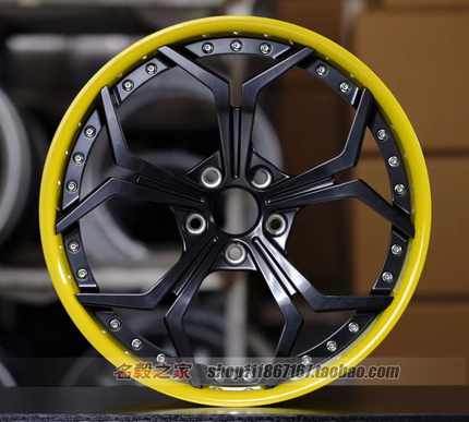 适用于兰博基尼玛莎拉蒂迈凯伦野马法拉利458二片锻造黄红黑轮毂