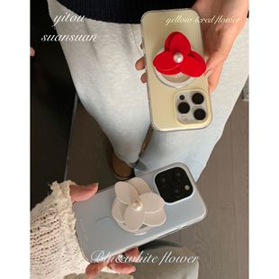 14防摔13保护套新款 suansusn ins风时髦春夏少女清新纯色花朵旋转磁吸手机壳适用iPhone16promax全包苹果15