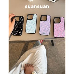 15防摔14保护套新款 suansuan 少女心碎花清新亮面磁吸黑边手机壳适用iPhone17promax苹果16 莫奈花园 原创