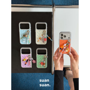 suansuan原创设计小众时髦中古风银边不掉色磁吸手机壳适用iPhone17promax苹果16promax全包15pro