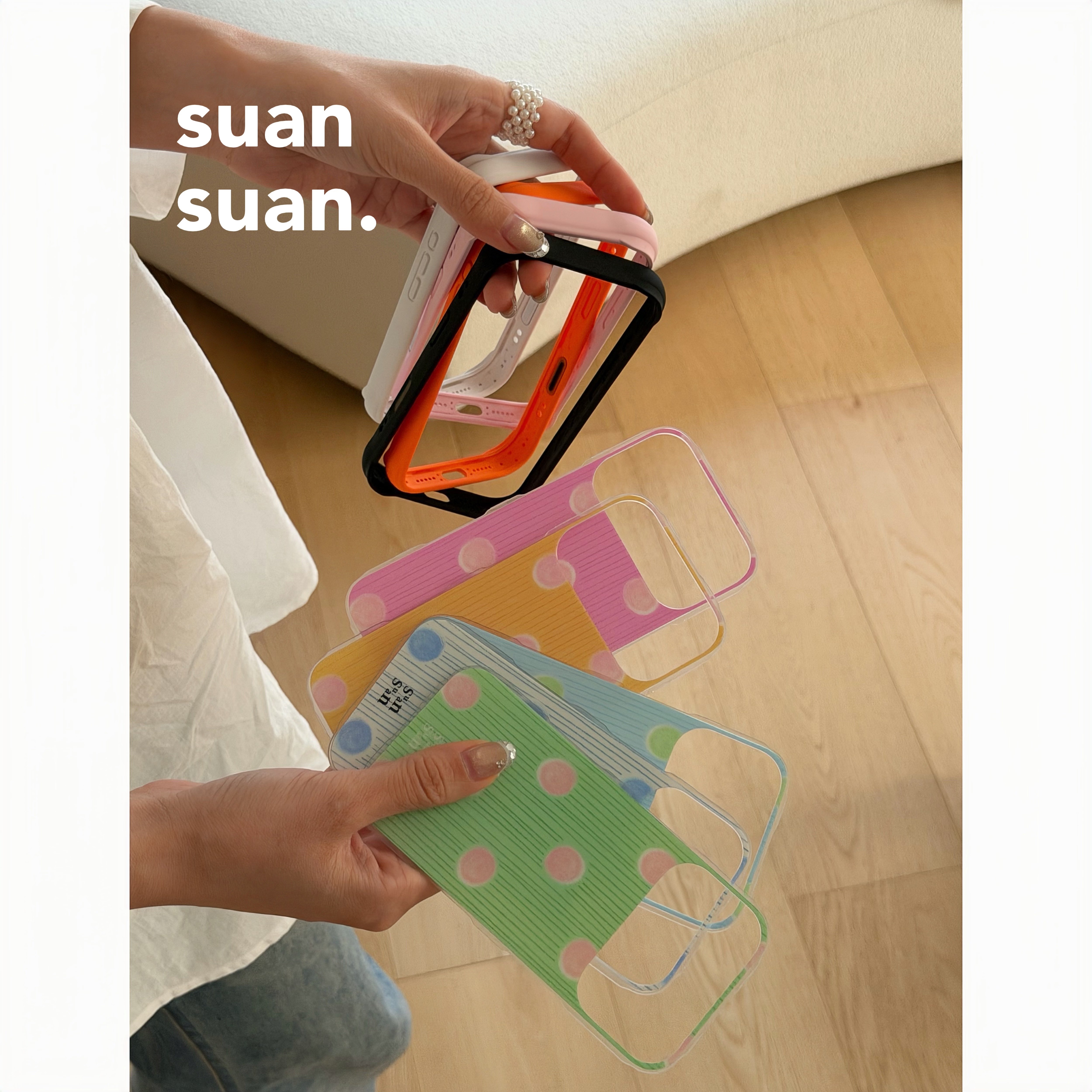 suansuan【奇趣波波】原创可爱彩色波点背板可拆卸液态分体磁吸手机壳适用iPhone17promax全包16保护简约
