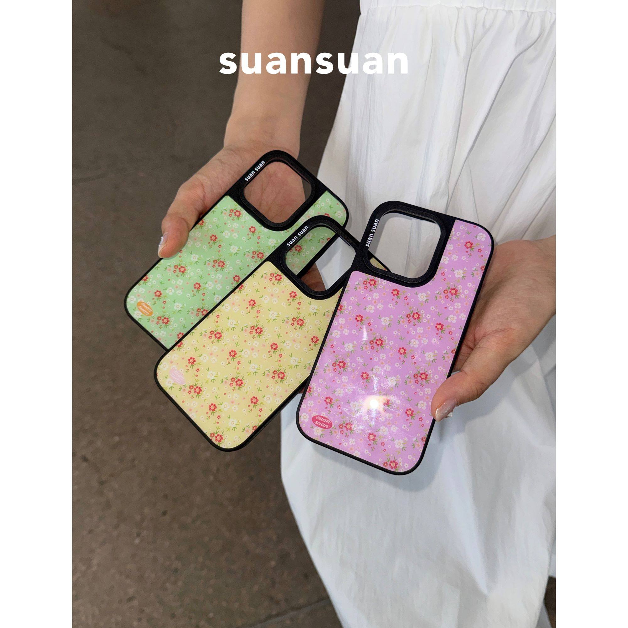 suansuan|原创少女春日彩色甜美小碎花亮面磁吸黑边手机壳适用iPhone17promax苹果16/15防摔14保护套新款创意,3C数码配件,手机保护套/壳,淘宝优惠券,粉丝福利购,淘宝优惠卷