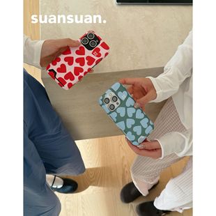 suansuan|《告白爱心》韩国进口磁吸插卡菲林半包磨砂硬手机壳适用iPhone17promax苹果16防摔15保护套原创