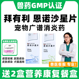 德国拜有利恩诺沙星风味片宠物狗狗恩诺沙星猫用尿路感染消炎片