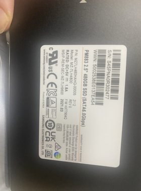 三星正品PM883 480G SATA企业级SSD固态硬盘 MZ7LH480HAHQ-00005