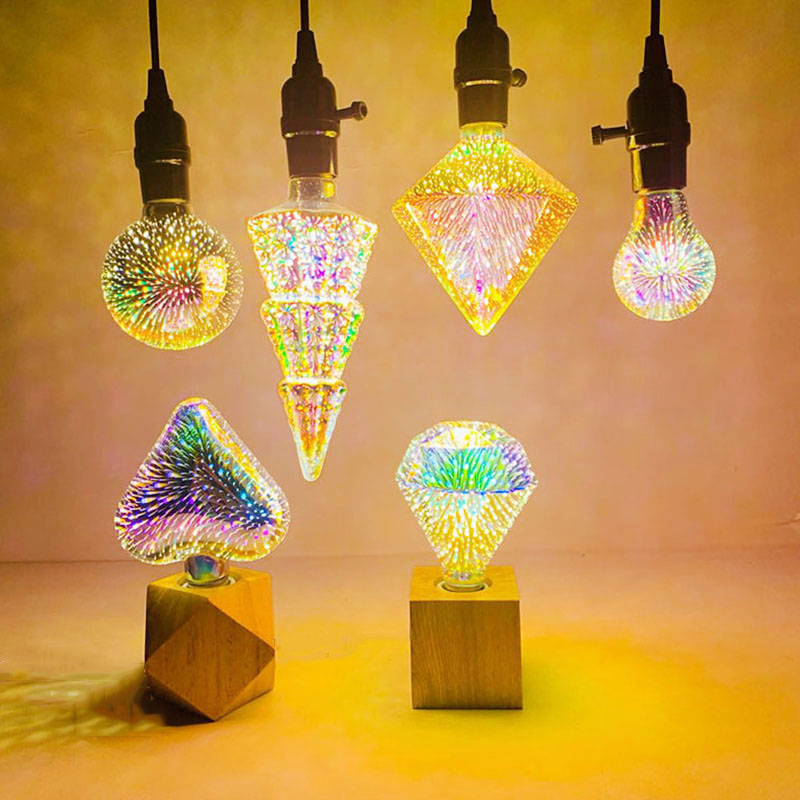 爱迪生个性创意灯泡3d烟花led