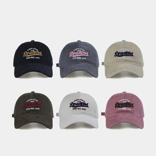 美式复古2025新款软顶棒球帽女宽檐大头围休闲百搭显白灰粉鸭舌帽