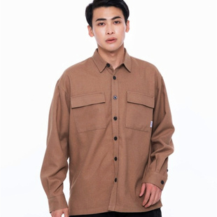 休闲衬衣 宽松男士 arnold palmer日单花雨伞秋冬绒布多口袋长袖