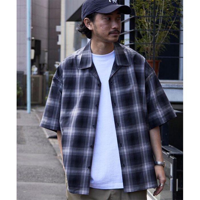 FREAK新夏格子半袖衬衫薄款美式