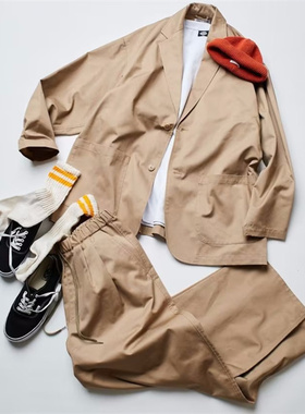 freaks store潮秋冬涤棉水洗廓版上衣阔腿cityboy休闲男西服套装