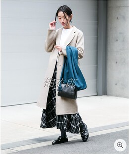 高端外贸日单双面仿羊绒顺毛手缝大衣气质修身款女式羊毛精仿呢