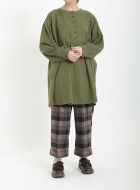 日单新品sm2棉混绒布中长版宽松休闲长袖衬衣宽松森女系