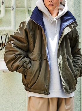 FREAK'S STORE日潮休闲宽松廓形复古立领双面尼龙抓绒男拉链夹克