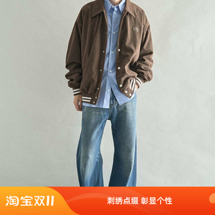 日单craft25秋新款灯芯绒刺绣宽松休闲百搭长袖条绒男夹克外套