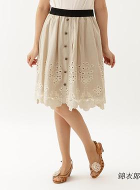 外贸日单axes 涩谷109镂空刺绣半身裙甜美系软妹子女裙短裙松紧腰