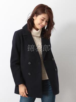 日单斜纹呢宽松外套双排扣休闲