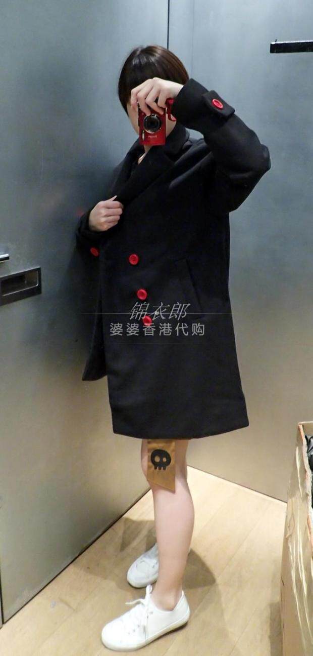 5折清仓b+毛呢拼接发热棉服不规则大衣i.t专柜同步