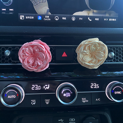 车载香薰大玫瑰花汽车出风口装饰感花朵扩香石车内饰品摆件女