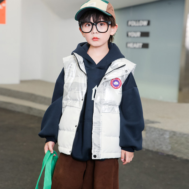 清仓处理儿童羽绒马甲免洗反光条男女童装宝宝外套时尚秋冬外套潮