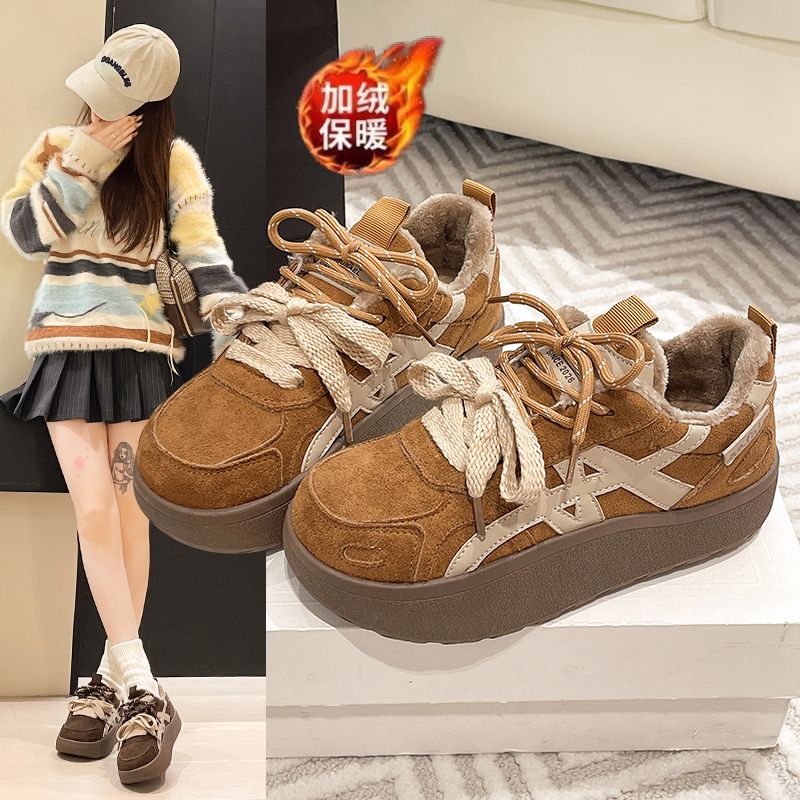 山林凉头层麂皮翻毛皮复古小众时尚女鞋低帮薄底雅丹德训赛车鞋