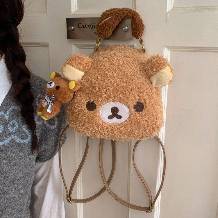毛绒包包女2025新款秋冬可爱公仔手提包大容量百搭单肩斜挎包