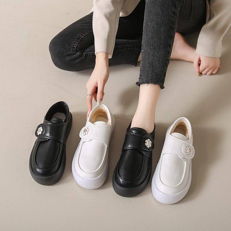 护士鞋女春秋新款加绒保暖棉鞋软底魔术贴女鞋医护上班工作小白鞋