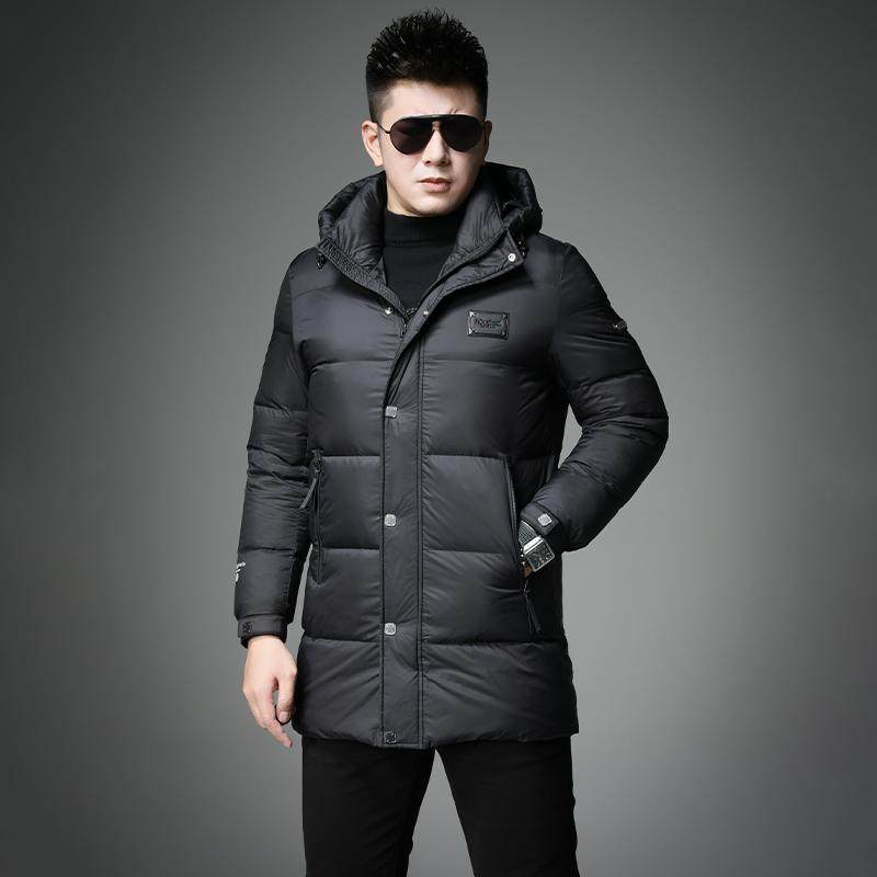 欧洲站连帽羽绒服男装潮牌2025冬装加厚保暖男士外套中长款羽绒衣
