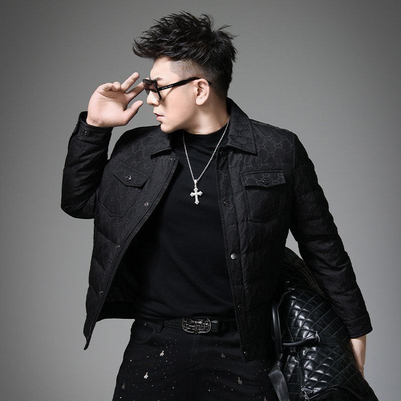 高级感翻领帅气保暖羽绒服男士2025新款冬季90白鸭绒加厚外套男装