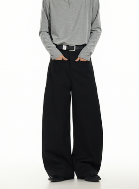 GCINIM401美式复古阔腿西裤男女宽松直筒长裤黑色高级感休闲裤