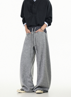 GCINIM401美式慵懒风灰色宽松卫裤男女拖地休闲裤青少年直筒长裤
