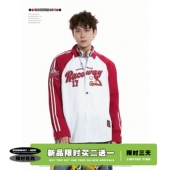 GCINIM401美式 潮流衬衣 宽松翻领开衫 复古风撞色条纹拼接长袖 衬衫