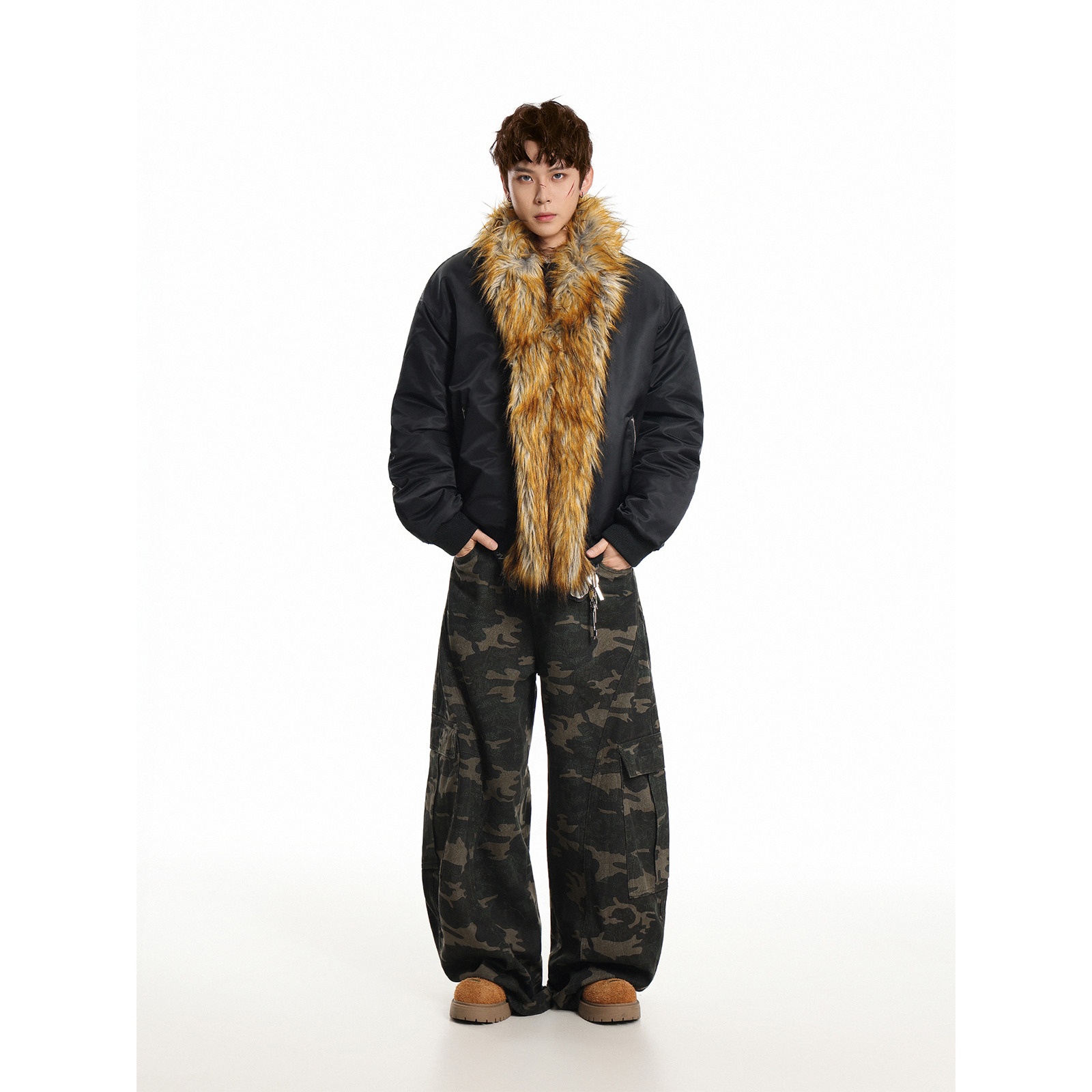 GCINIM401美式复古毛领棉衣男女设计感加厚保暖外套冬季翻领棉服