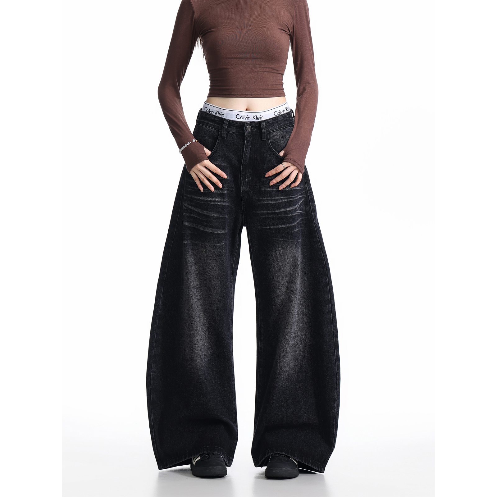 男秋重磅设计感微喇裤直筒长裤