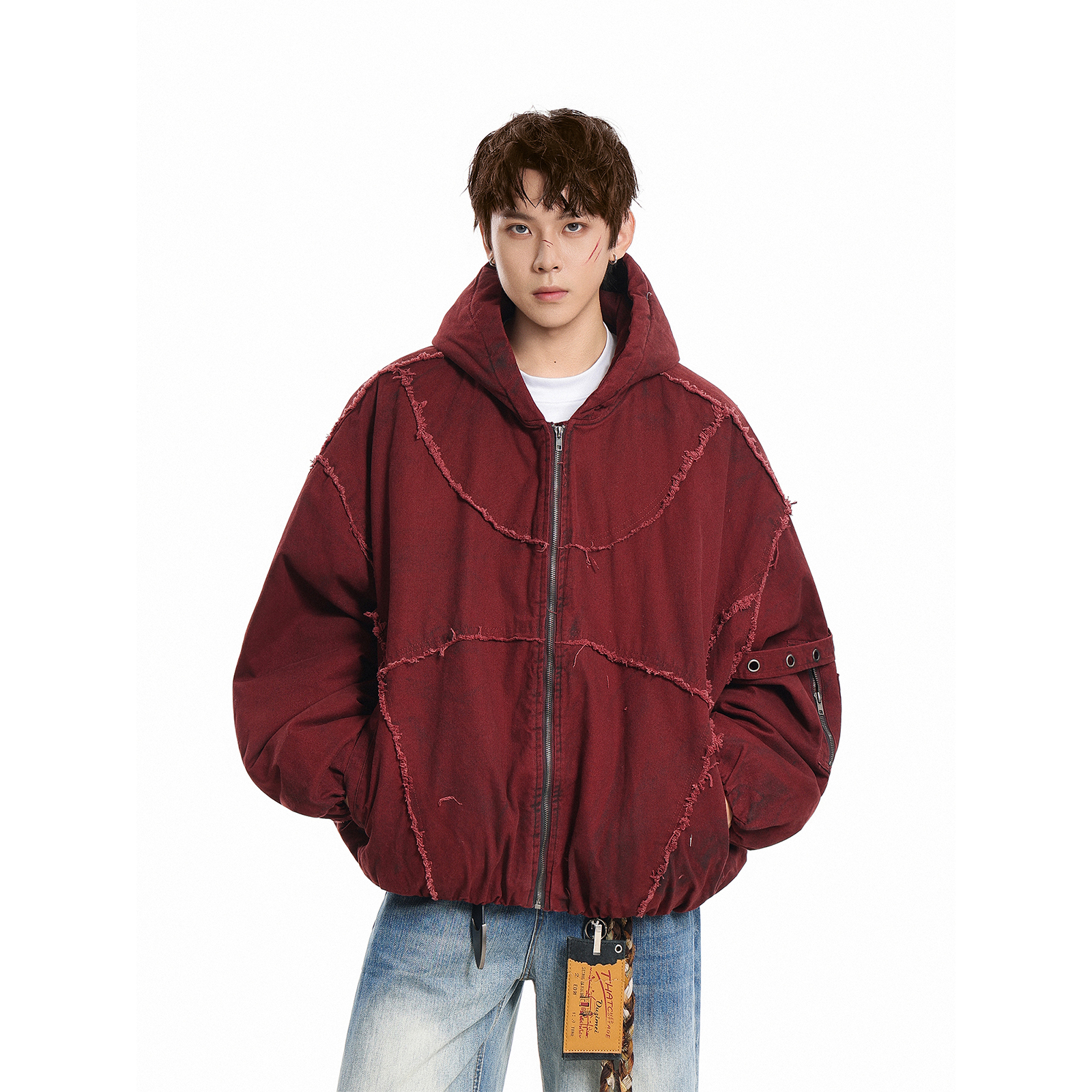 GCINIM401国潮牌做旧破坏连帽棉衣男女城市风宽松休闲高街外套