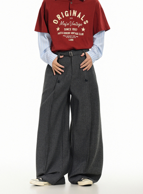 GCINIM401美式复古宽松阔腿裤男女潮牌直筒长裤灰色百搭休闲裤