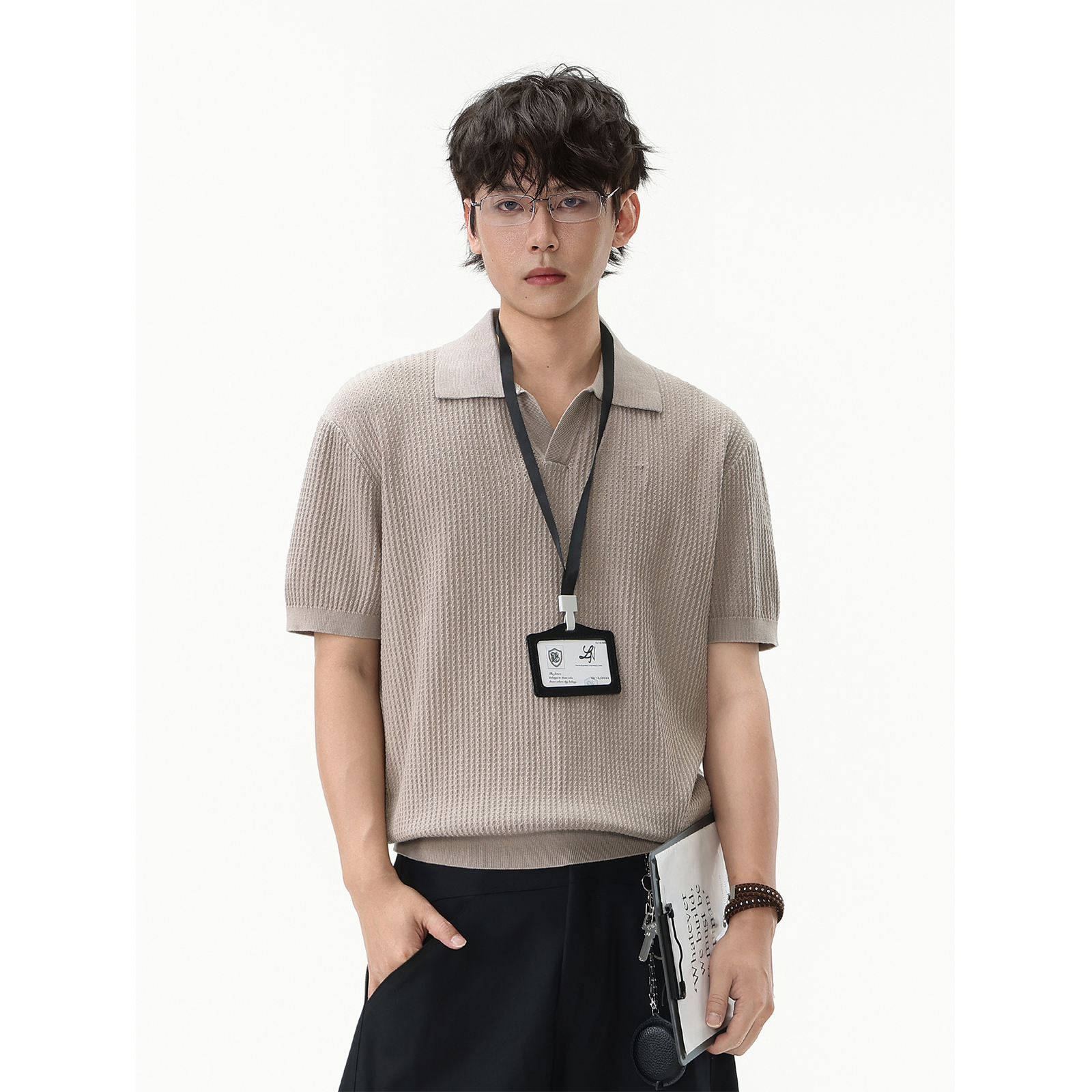 GCINIM401美式复古肌理感polo针织短袖T恤男女宽松休闲老钱风短袖