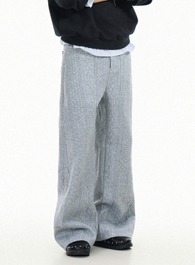 GCINIM401美式简约休闲风灰色阔腿裤男女同款宽松直筒垂感长裤