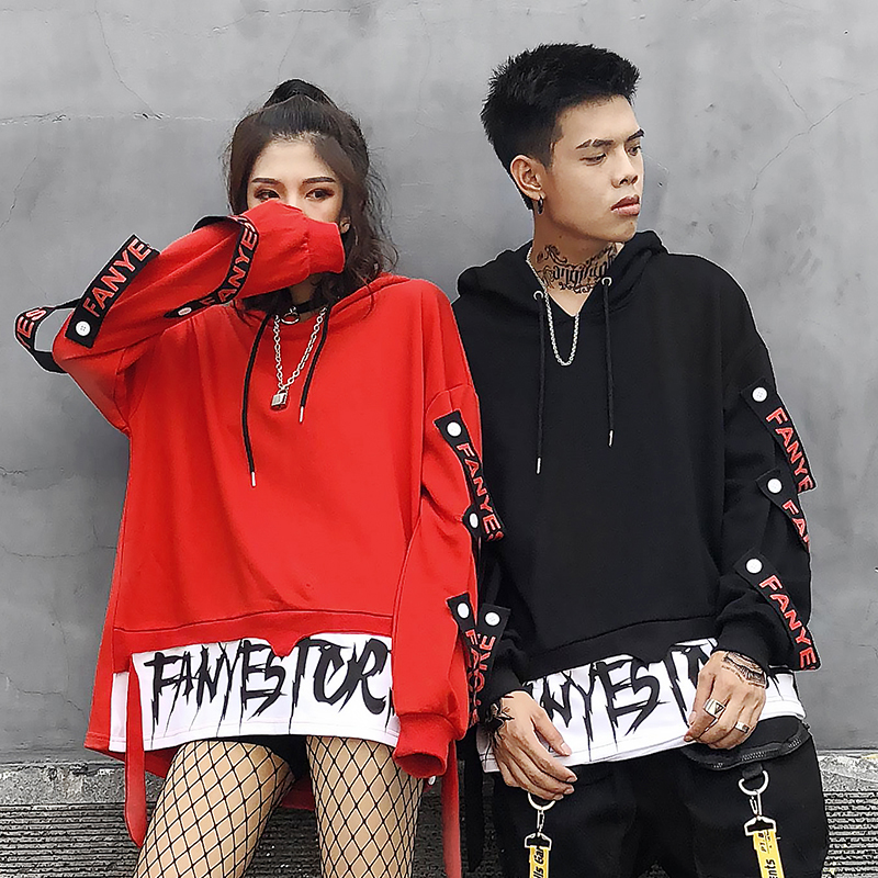 Guochao high street dark đen kích thước lớn quá khổ trùm đầu áo len nam giới và phụ nữ hip hop tide thương hiệu nổi băng thông thông hat BF