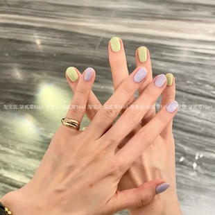 柒贰零Nail 可拆卸成品甲片假指甲 鸳鸯配香芋紫豆沙绿手工穿戴甲
