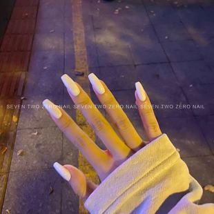 穿戴美甲 光疗可拆卸假指甲 柒贰零Nail 纯色欧美梯形超A超正纯白