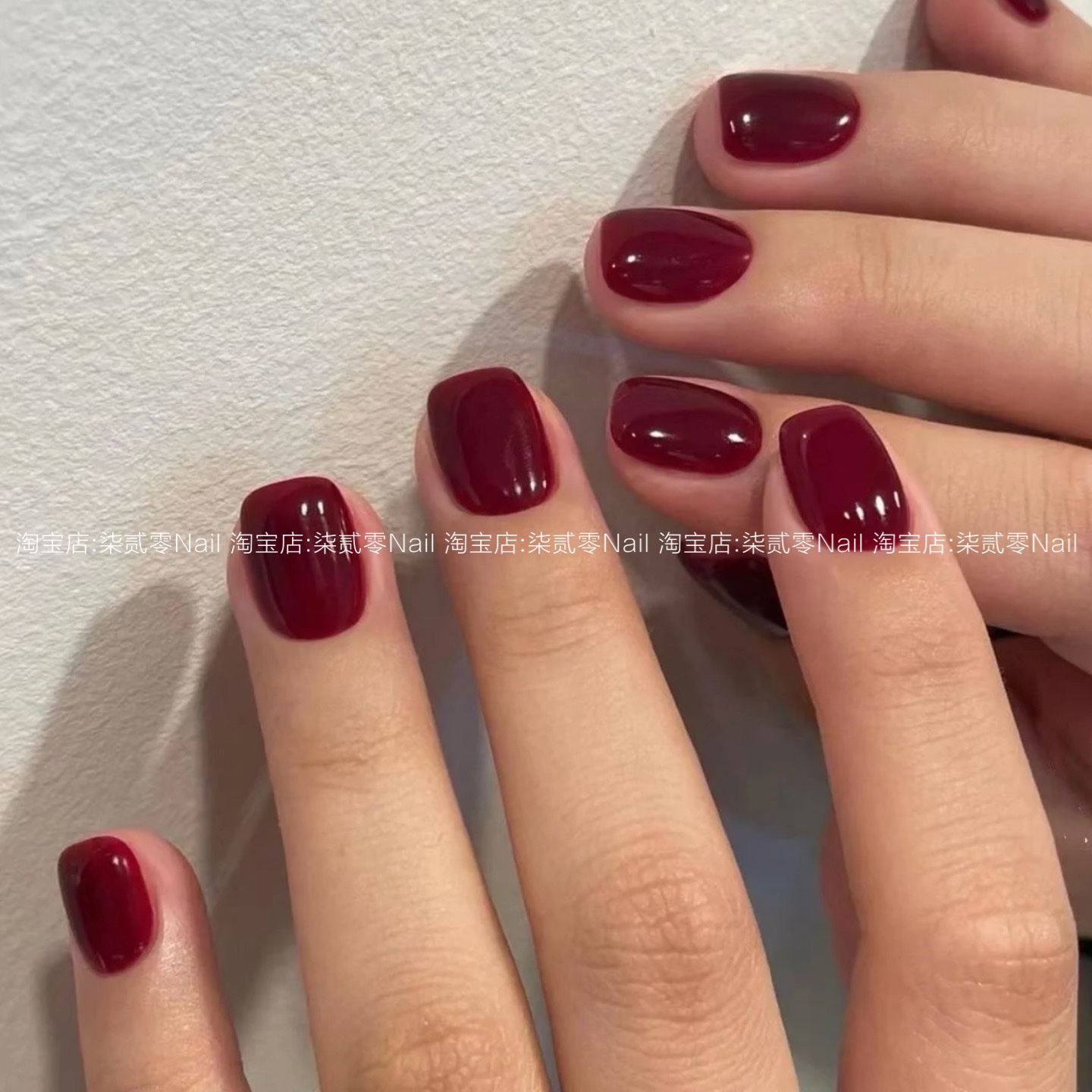 柒贰零Nail 高级巨显白酒红色新年甲成品可拆卸手工穿戴甲片
