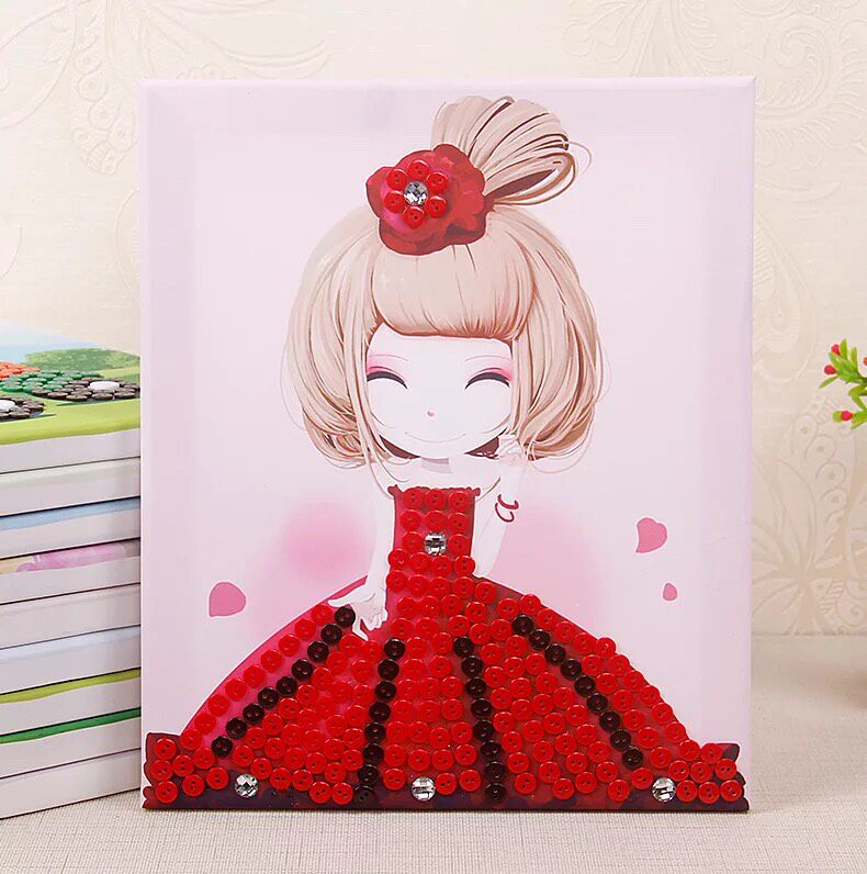 儿童diy手工创意纽扣画kt猫公主画男女孩纽扣粘贴材料包益智玩具