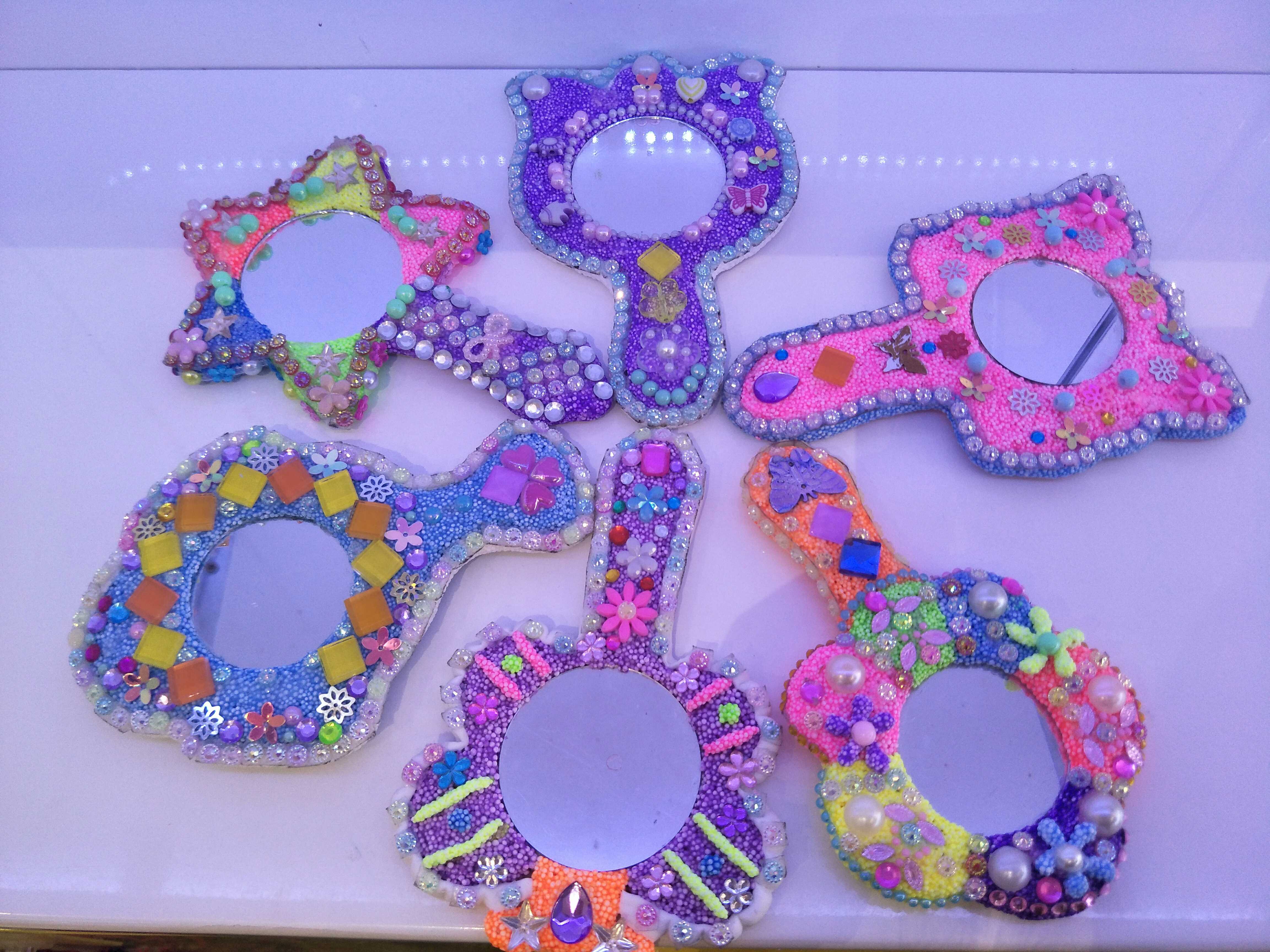 幼儿园36色木质小镜子diy手工玩