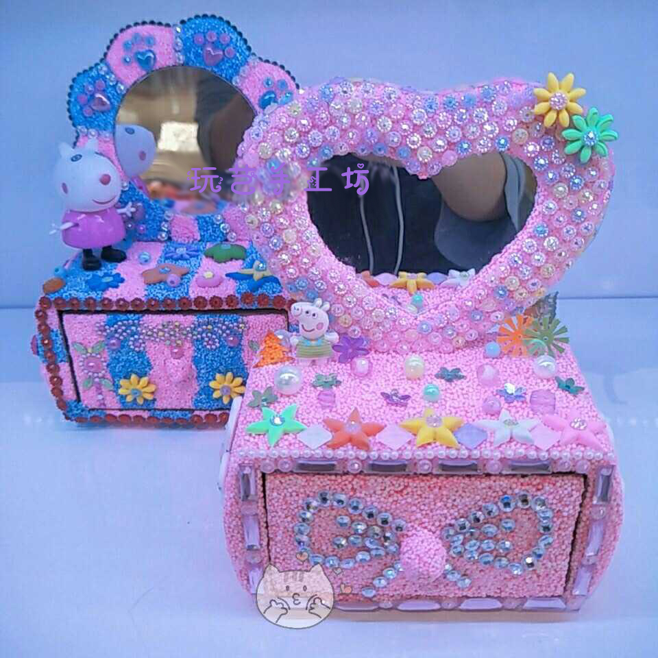 木制白坯diy手绘镜子模具雪花泥