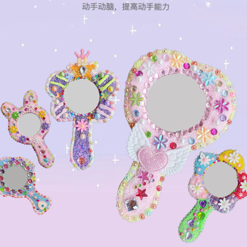 diy雪花泥手工木质粘土画女孩