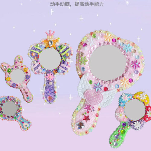 diy雪花泥手工木质粘土画女孩